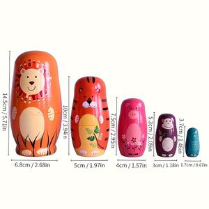 Offre Spéciale : Lot de 5 Poupées Animaux Gigognes <span class=keywords><strong>en</strong></span> <span class=keywords><strong>Bois</strong></span>, Motifs Mignons de Dessins Animés, Poupées Gigognes Russes Éducatives <span class=keywords><strong>en</strong></span> <span class=keywords><strong>Bois</strong></span> pour Enfants - Product Image 2
