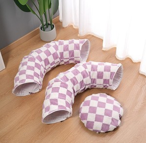 Terowongan Mainan Kucing Bentuk Donat yang Dapat Dilepas, Ramah Lingkungan, Berbahan Linen Plush, Dapat Dilipat, dengan Tempat Tidur Hewan Peliharaan, Mainan Interaktif - Product Image 2