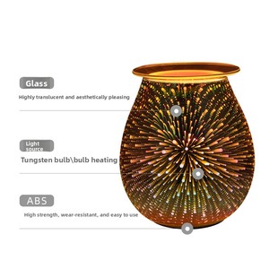 Lampe d'aromathérapie 3D en verre, lampe chauffante à cire fondante à brancher pour la maison, lumière LED chaude parfumée, veilleuse de chevet - Product Image 1
