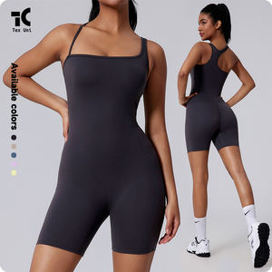 Novo Estilo Assimétrico Bela Volta Yoga Dança e Esportes Butt Lifting Smocking Cut Out Romper - Product Image 4