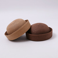 Nouveau Chapeau de paille d'été 2026 à bord relevé pour femme, style japonais et coréen, bob à bord rabattable, béret frais à calotte ronde, chapeau pillbox