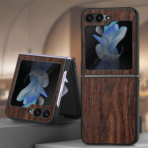 Adecuado para <span class=keywords><strong>Samsung</strong></span> Z Flip6 funda de teléfono de cuero plegable de grano de madera multifunción anticaída adecuado para <span class=keywords><strong>Samsung</strong></span> Z Flip5 4 - Product Image 1
