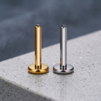 Kaishee G23 Titane Simple et Basique, Tige de Labret à Base Plate avec Filetage Externe 4/12mm, 18G 16G, Accessoires de Piercing Corporel
