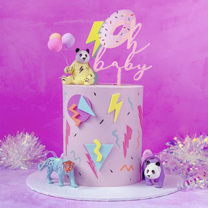 Decoración de Pastel de Acrílico con Letras de Donut, Tema Miel y Dulzura, Rosa y Azul, para Baby Shower - Product Image 1