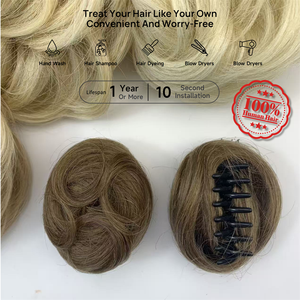Chignon désordonné en <span class=keywords><strong>cheveux</strong></span> naturels avec pince à griffes, bouclé et volumineux, pour femme, qui apporte du volume et de l'<span class=keywords><strong>épaisse</strong></span>ur, et recouvre les pointes fines - Product Image 3