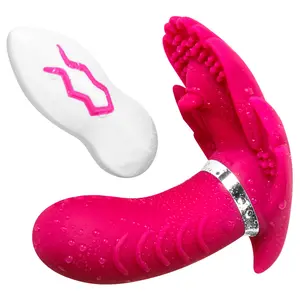 Female Masturbation Wireless Remote Control Butterfly Dildo Wearable Vibrators Impotence Dildo For Lady Men Pants