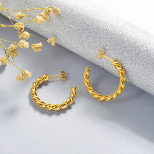 BAOYAN-pendientes de aro de acero inoxidable chapado en oro de 18k, joyería Huggies de mariposa - Product Image 5