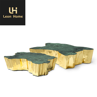 Table centrale dorée Eden au design unique de luxe Tables basses à tronc d'arbre en acier inoxydable doré au design nordique pour villa