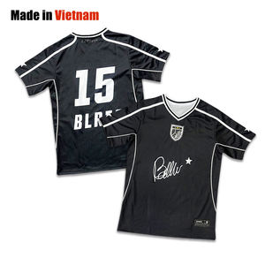 Customized <b>Club</b> Black Football Jersey Sublimated Logo Design Street Retro Football Shirt - Product Image 1