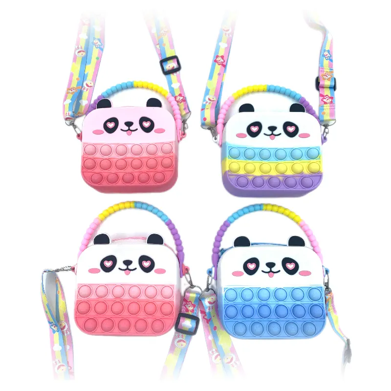 2024 yeni varış renkli panda tasarım makul fiyat silikon kızlar için bozuk para çantaları su geçirmez moda tasarım el çantası