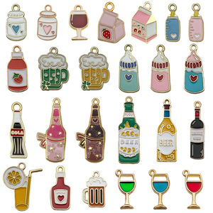 Marca HR, Estilo Fresco y Dulce, Tendencia de Moda, Accesorios de Llavero de Aleación de Zinc, Botellas de Vino, Vasos para Bebidas, Gotas de Aceite, DIY - Product Image 4