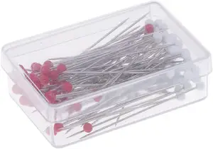 Dressmakers Pins 100pcs White And Red Color Straight Glass Ball Head Sewing Pins Quilting Pins For Dressmaker Jewelry Making Decoration With Box