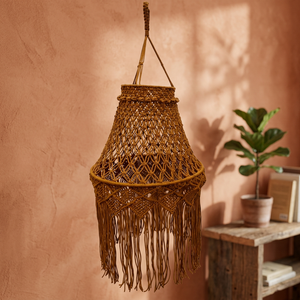 Woven <b>Macrame</b> Lamp <b>Shade</b> Fringe Hanging <b>Light</b> Cover Handmade Boho Home Decor Living Room - Product Image 3