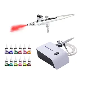 Hochdruck-Nagel-Airbrush-Kit mit 0,3mm Düse und Reinigungs bürstenset zum Malen von Tattoos Nail Makeup Art Cake Decora ting