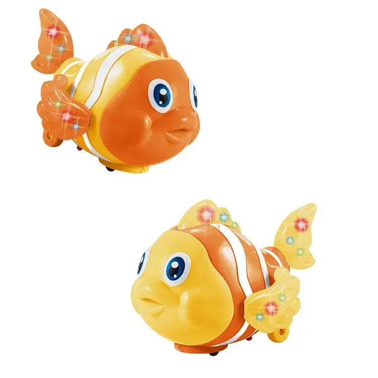 Çocuk elektrikli Clownfish oyuncaklar evrensel yürüyüş balık oyuncak ışık ve ses efektleri ile