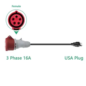 EV Adapter IEC CEE Cable UK US EU Swiss Plug/Italian Plug 220v 16A 32A Industrial Socket Electrical Ip44 3pin Plugs