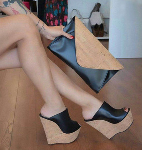 2025 New Simple Wind Slope Heel Color Matching High Heel <b>slippers</b> - Product Image 1