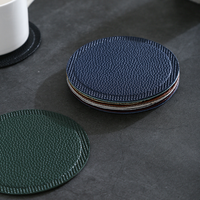 Sous-verre rond en similicuir écologique de haute qualité, résistant à la chaleur, antidérapant, pour table de bar, tapis de table à café, dessous de plat