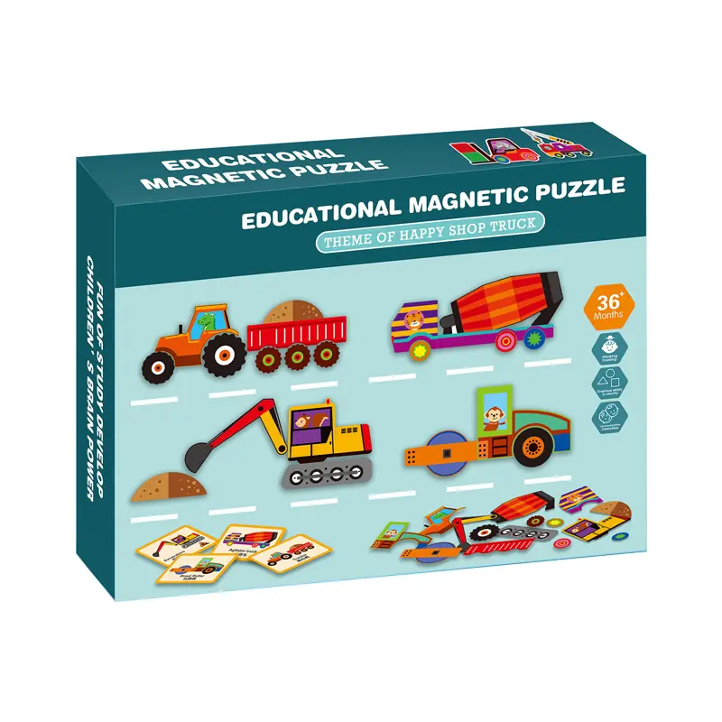 최고의 판매 크리 에이 티브 재미 트럭 퍼즐 교육 장난감 행복한 엔지니어링 차량 diy 퍼즐 게임