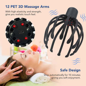 US Stock USB Rechargeable Octopus Claw <b>Head</b> <b>Massager</b> <b>Electric</b> Handheld Device for Scalp Relaxation Body Stress Relief- Wholesale - Product Image 3