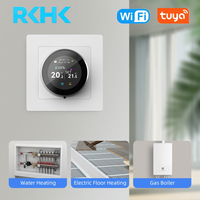 Termostato Inteligente RKHK OEM para Sistemas de Calefacción por Suelo Radiante y Caldera de 16A Eléctrico y 3A de Agua, con Pantalla de Temperatura y Humedad