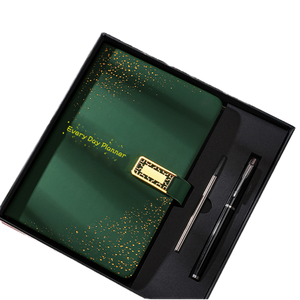 Cuaderno de negocios personalizado A5 2024, superventas, cubierta de cuero, tapa dura, logotipo personalizado, pluma de encuadernación de costura, juego de regalo - Product Image 1