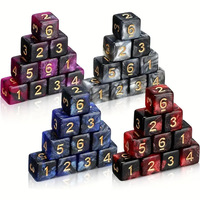 Dés magiques D&D (Dungeons & Dragons) D6, accessoires pour cartes, 16 mm, numéros 1-6, édition ciel étoilé, multicolores