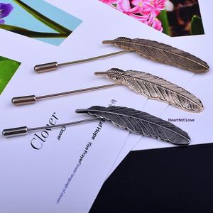 Broche de Metal con Pluma Vintage, Pin de Hoja Antideslizante para Suéter o Chal, Accesorios de Vestir Estilo Occidental, Lazo de Flor y <span class=keywords><strong>Planta</strong></span> para las Cuatro Estaciones - Product Image 2