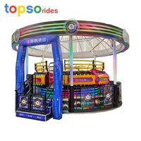 Manège Disco Fou à Entraînement Mécanique pour Enfants, Hauteur Personnalisable, 16 Places, Vitesse Réglable, Acier/Fibre de Verre
