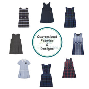 Divisa Scolastica OEM ODM per Ragazze, Grembiule Blu Navy con Doppia Fibbia per Scuole Primarie e Secondarie, Produzione di Uniformi - Product Image 2