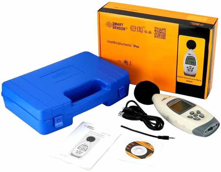 Smart Sensor AR844 Pengukur Level Suara Digital, Pengukur Tingkat Kebisingan dengan Perangkat Lunak 30 ~ 130dB