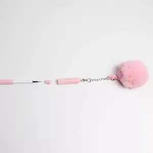 Professional manufacturer PLUSH POM POM PEN Not real animal hair pink cute flamingo fluffy ball pen