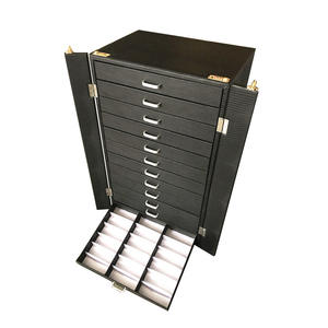 Estuche de Almacenamiento para Gafas Ópticas de Alta Gama, de Cuero Negro, Multicapa, con Diseño 3D [con Cerradura con Contraseña] - Product Image 1