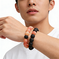 Bracelet extensible en pierre naturelle mate, agate veinée de dragon de feu, perles rondes multicolores pour femmes, pour anniversaire