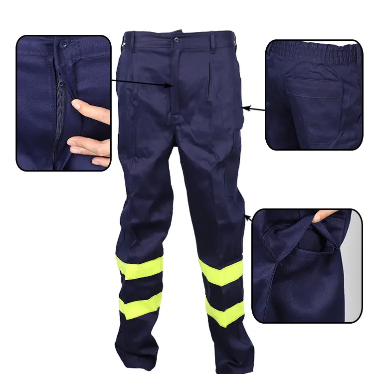 Factory Direct Top Sale Navy Sicherheits beamter Uniform Schwere Baumwoll-Sicherheits hose Herren-Konstruktion shose mit Reflektor