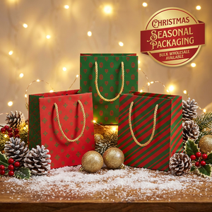 Sac cadeau de luxe en papier kraft avec logo de marque en feuille d'or personnalisée, matériaux recyclés, poignée en ruban, emballage pour la vente au détail - Product Image 5