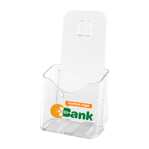 Clear Acrylic Brochure Holder With Business Card Slot – 2 Pack, Sturdy Display Stand For Flyers, Menus, Pamphlets