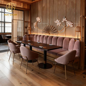 Muebles de Madera y Terciopelo para Cafetería, Restaurante o Hotel de Lujo Moderno, Mesa Cuadrada, Sillas, Bancos y Asientos Tipo Booth - Product Image 4