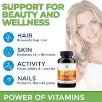 Ausreson Marque privée Vitamines Biotine Pilules Collagène Kératine B7 Supplément pour la Croissance des Cheveux 10000mcg Comprimés de Biotine pour la Croissance des Cheveux
