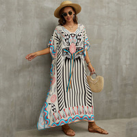 Chine fournisseurs vacances maillots de bain couvrir robe de plage été Tropical imprimé Caftans robes