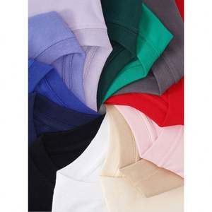 Camiseta de gran tamaño de manga corta de algodón con cuello redondo transpirable al por mayor de fábrica para verano patrón sólido con logotipo personalizado - Product Image 2