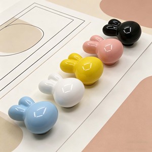 Puxadores de Cerâmica Modernos para Quarto Infantil: Coelhinho Fofo, Várias Cores, para Armários e Gavetas, com Furo Único - Product Image 6