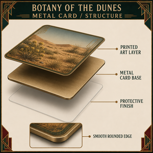 Maßgefertigte Luxus-Sammlerkarte 'Botanik der Dünen' aus Metall mit 3D-Strukturfolie und UV-Druck, Edelstahl-Souvenir als Geschenk - Product Image 4