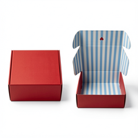 Boîte cadeau en carton ondulé rayé bleu imperméable haut de gamme avec logo personnalisé |   Emballage haut de gamme pour cadeaux