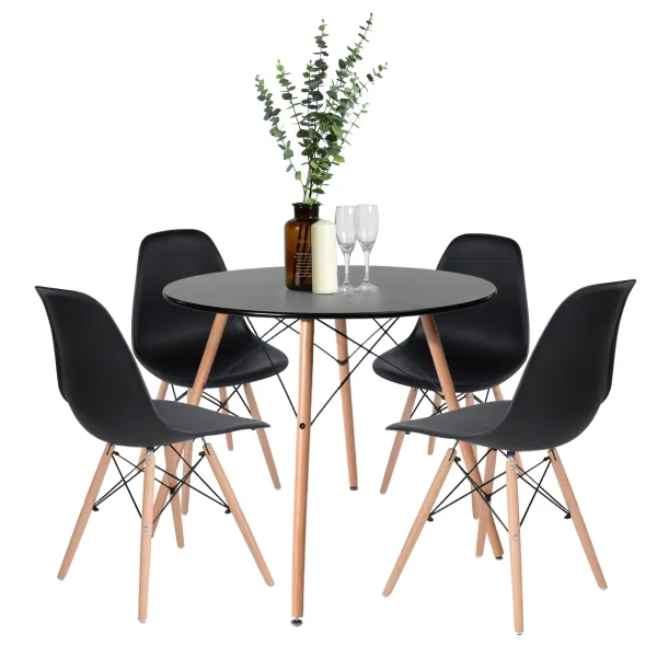 Set Kursi Meja Dapur Plastik Modern Nordic Kaki Kayu Beech Eam Kursi Ruang Makan untuk Ruang Makan Perabot Rumah