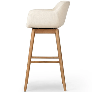 Tabouret de bar pivotant Hannah en bois, robuste, pour intérieur, en cuir véritable (hyde/hide), idéal pour bar à domicile et salle à manger - Product Image 3