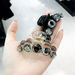 Pince à cheveux en résine plastique transparente scintillante de 7 cm, pince à cheveux moyenne, strass, accessoires quotidiens pour femmes, été - Product Image 5