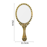 Miroir de poche portable en plastique électroplaqué, simple face, style vintage, best-seller transfrontalier, vente en gros, maquillage, Yiwu