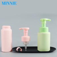 Botol Lotion Plastik Silinder 200Ml, Botol Pompa Kosmetik Botol Busa Mousse Gel Mandi, Losion Botol Silinder Plastik HDPE 250Ml Hijau Cahaya Merah Muda