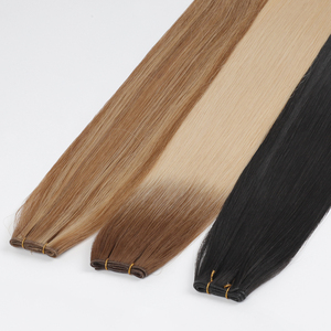 Extensiones de <span class=keywords><strong>Cabello</strong></span> Volume Genius Weft, Hechas a Mano, con Orificios en Forma de Mariposa, <span class=keywords><strong>Cabello</strong></span> Humano Virgen 100% Remy, 26 Pulgadas, 1B, Doble Trama - Product Image 1